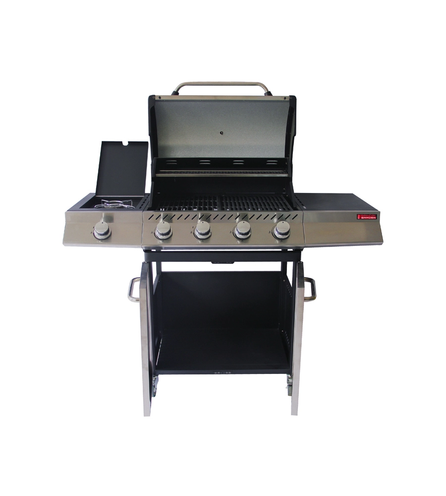 Barbecue a gas brasile 4 fuochi e fornello laterale, 130x54x110 cm - sandrigarden